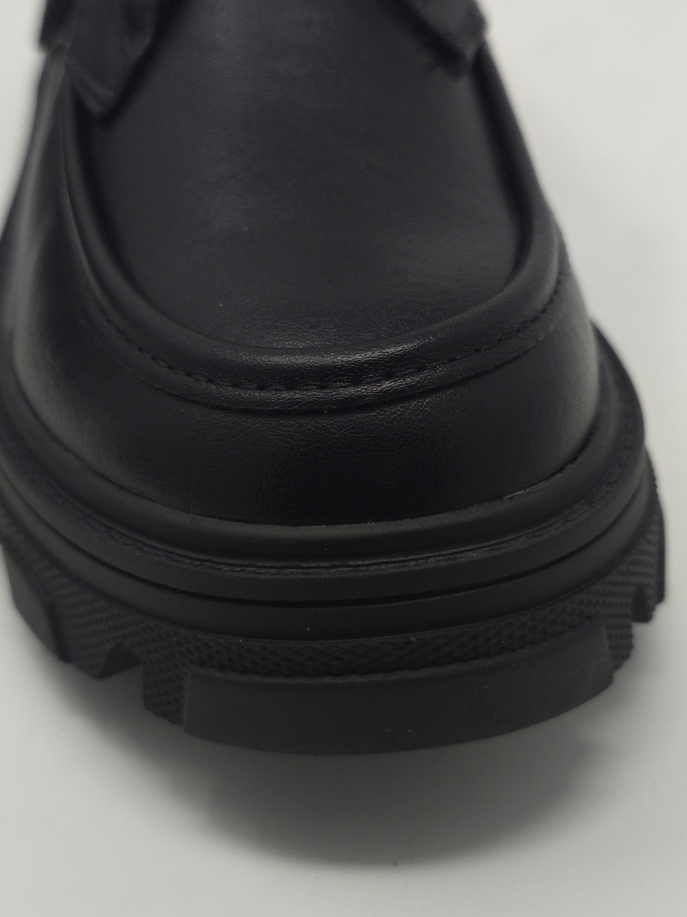 CHARCOAL PU Chunky Platform Loafers Buckle Strap Lug Sole Slip On Casual Trendy - Picture 8 of 10